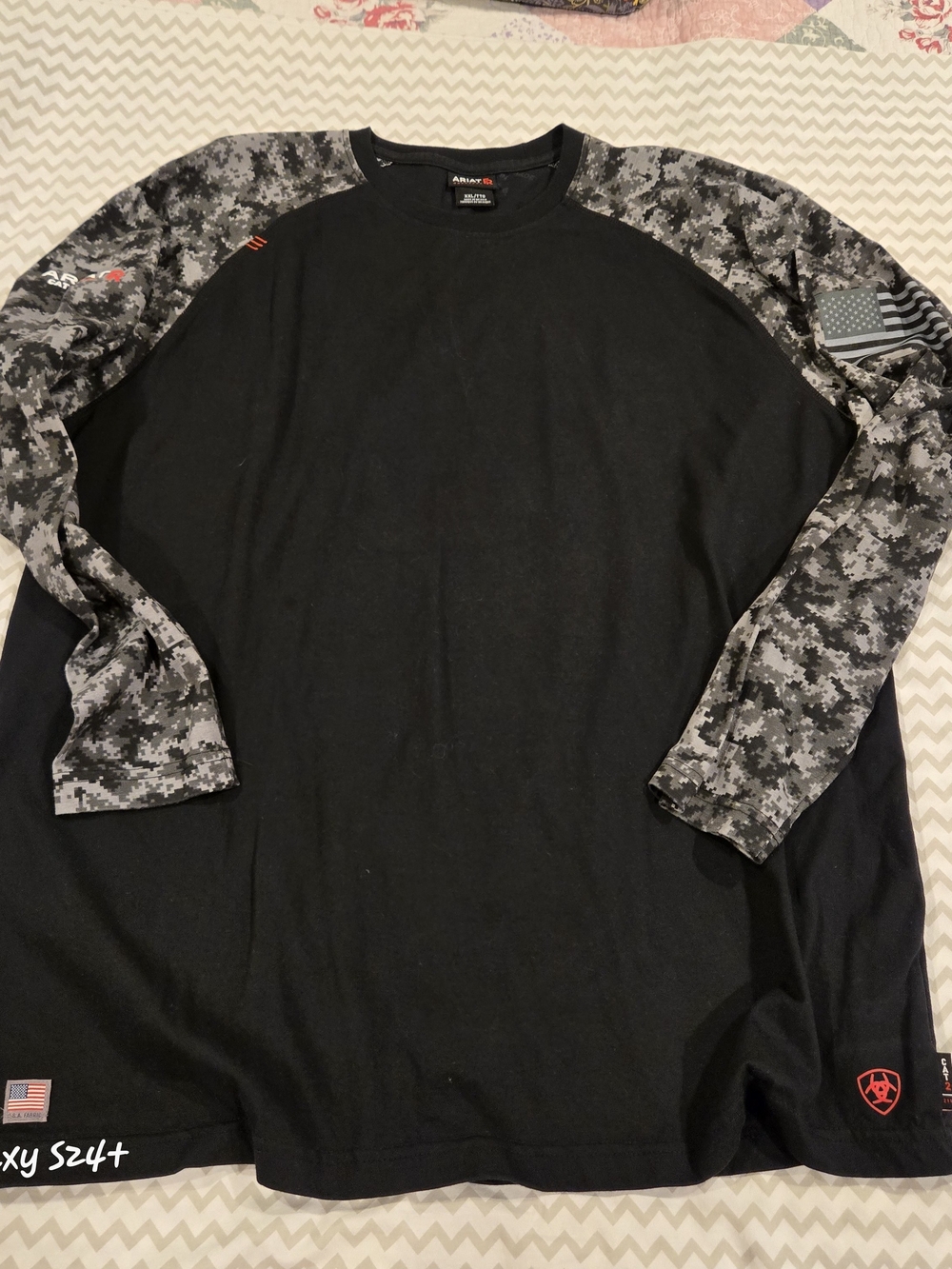 Ariat Men’s FR Black & Gray Camo Sleeves Baseball Style